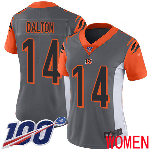 Cincinnati Bengals Limited Silver Women Andy Dalton Jersey NFL Footballl #14 100th Season Inverted Legend